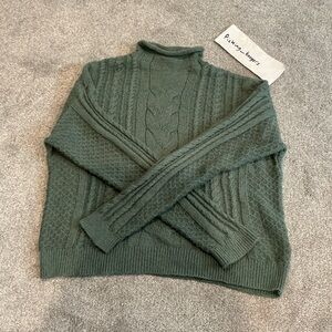 J. Crew Forest Green Cable Knit Turtleneck Sweater